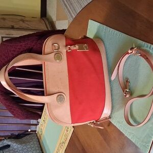 Dooney & Bourk Cabriolet Satchel Red and Tan Women's Handbag